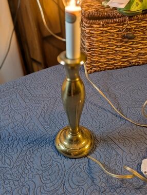 Vintage Brass Cortagcore Mini Table Lamp Candle Style Electric Accent Light 15”